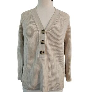 Madewell Lyle Henley Wool Blend Sweater Women's Size Xs Heather Fog‎ NWT #MA741